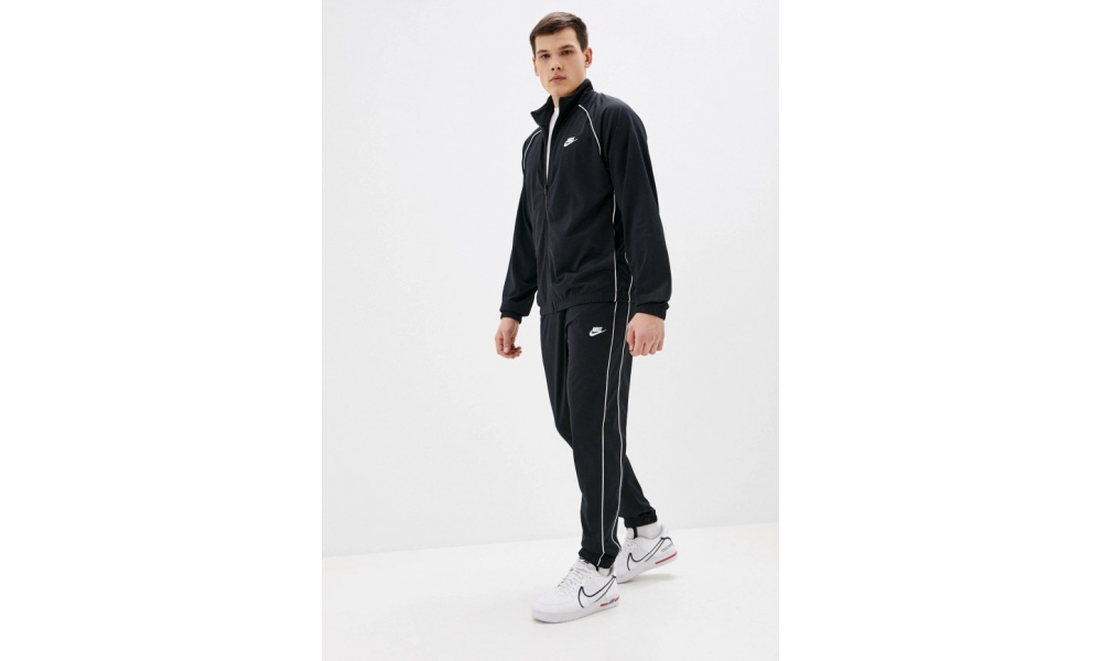 Костюм мужской Nike спортивный черный с полосками купить.